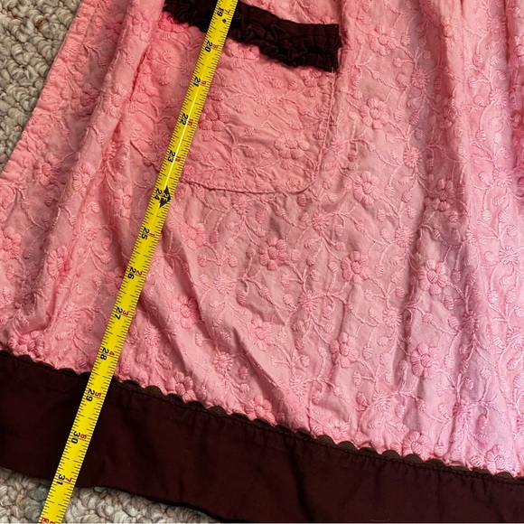 LAST CHANCE! Pink and brown apron - ruffle, pocket - 100% cotton - Picture 9 of 14